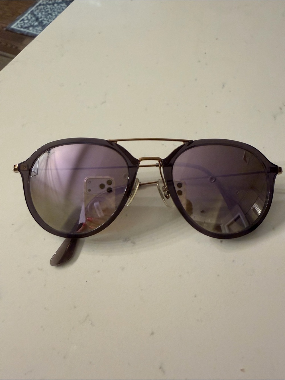 Ray Ban Purple/Pinkish Gradient Sunglasses with Gold Bridge